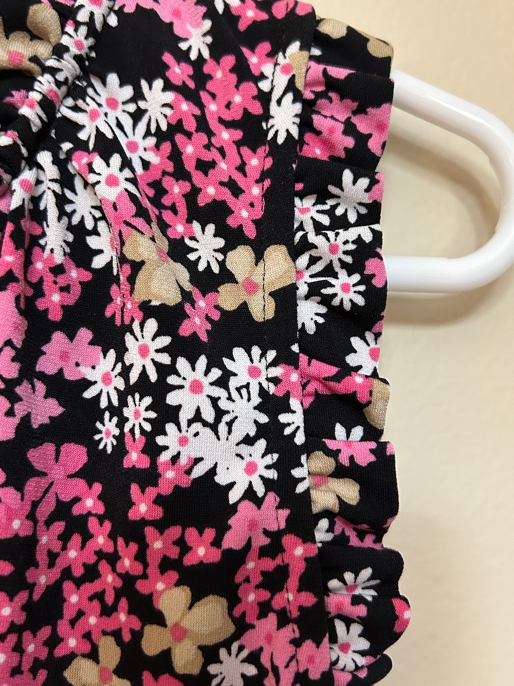 Michael Kors Black Midi Dress with Pink & White Floral Print EUC Size Large - Picture 5 of 6